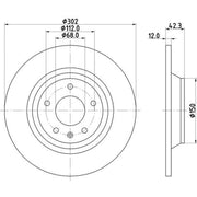 DON 2 x Solid Rear Brake Discs PCD21452-x2