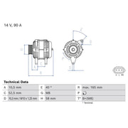 Bosch Car Alternator 12V 0 986 087 190