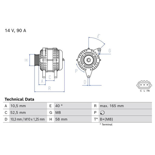 Bosch Car Alternator 12V 0 986 087 190