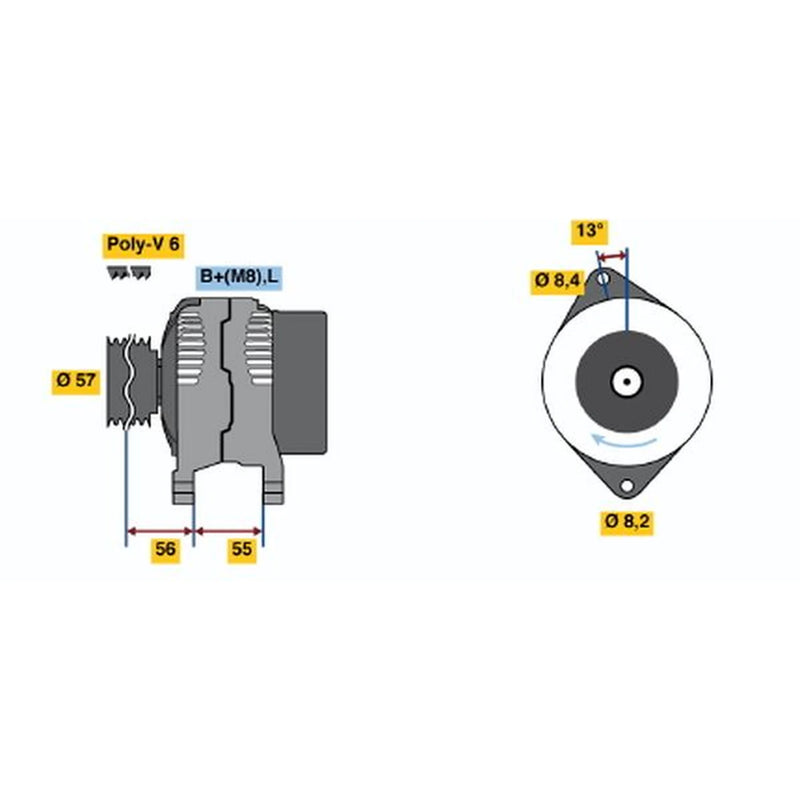 Bosch Car Alternator 12V 0 986 041 100