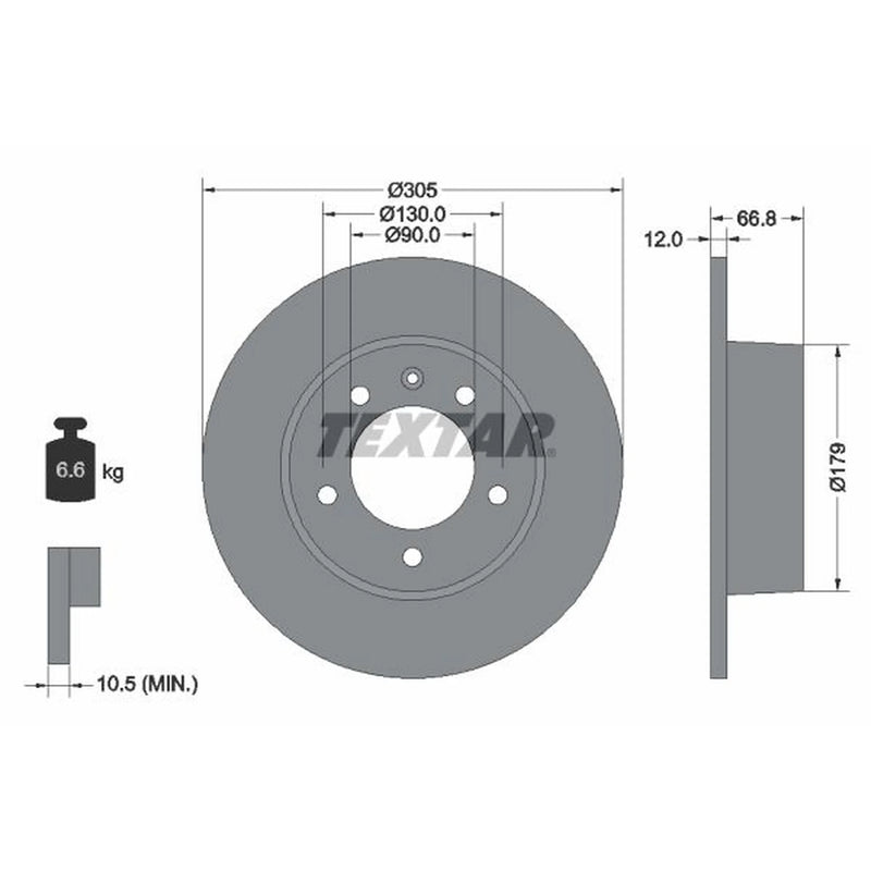 Textar 2 x Solid Rear Brake Discs 92111203-x2