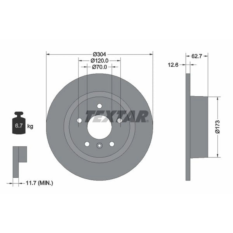 Textar 2 x Solid Rear Brake Discs 92095203-x2