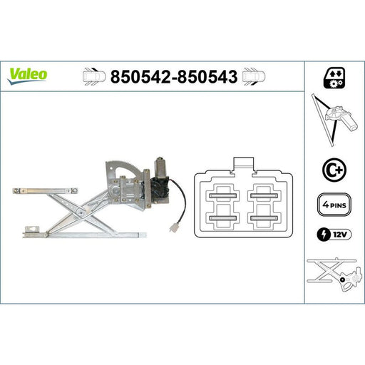 Valeo Electric Window Regulator Lifter Right Front 850543