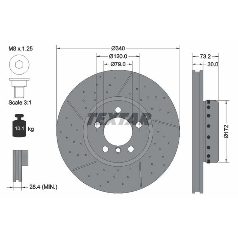 Textar 2 x Two-Piece Front Brake Disc Brake Discs 92265025-x2