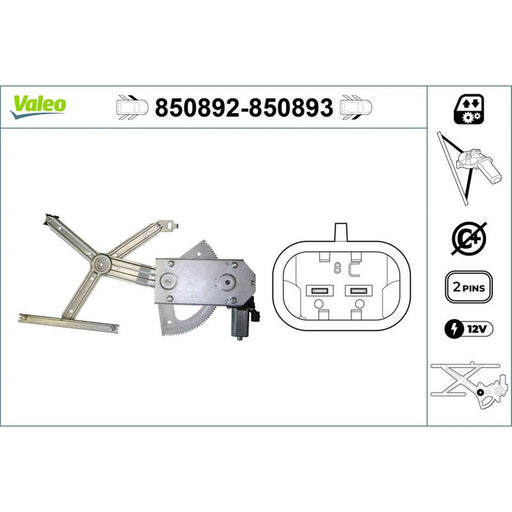 Valeo Electric Window Regulator Lifter Left Front 850892