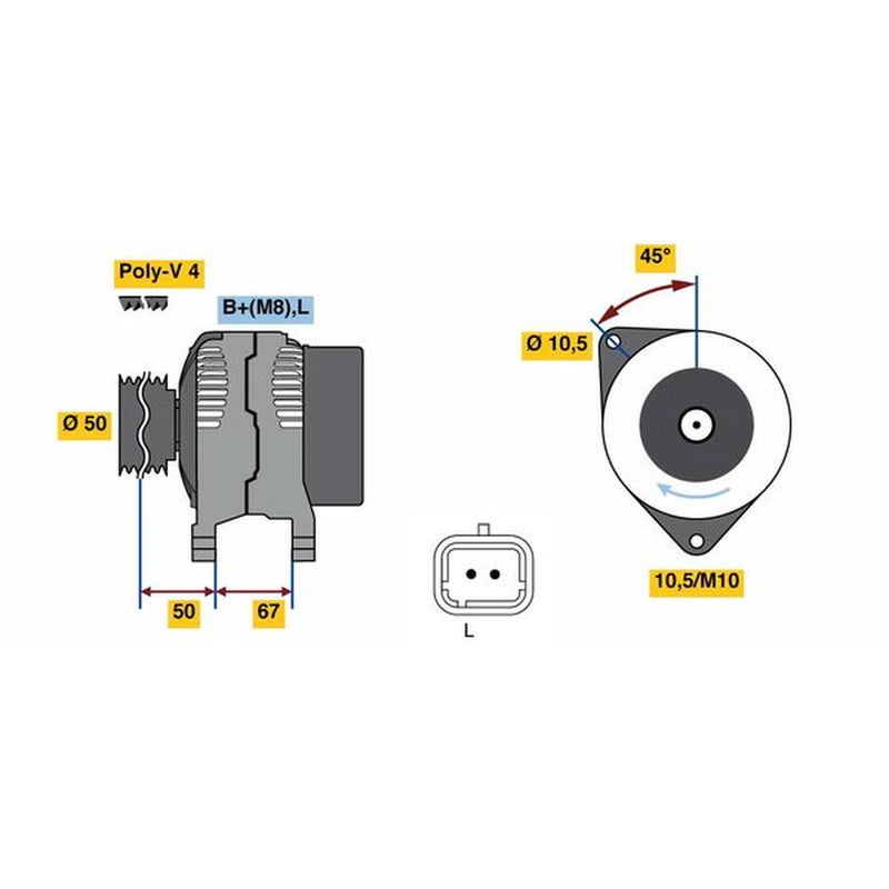 Bosch Car Alternator 12V 0 986 080 720