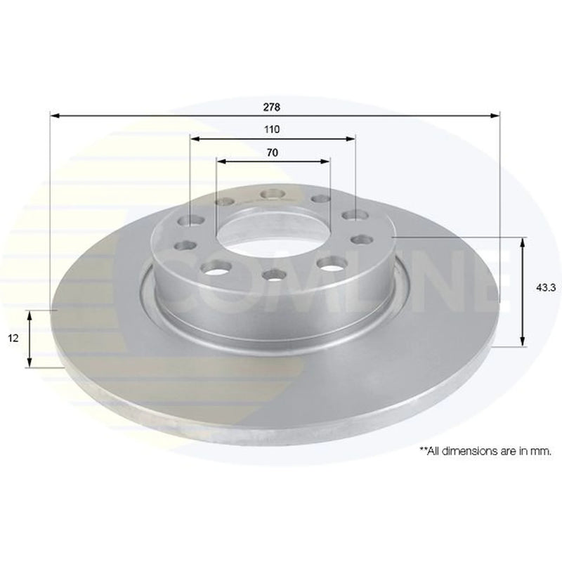 Comline 2 x Solid Rear Brake Discs ADC1825-x2
