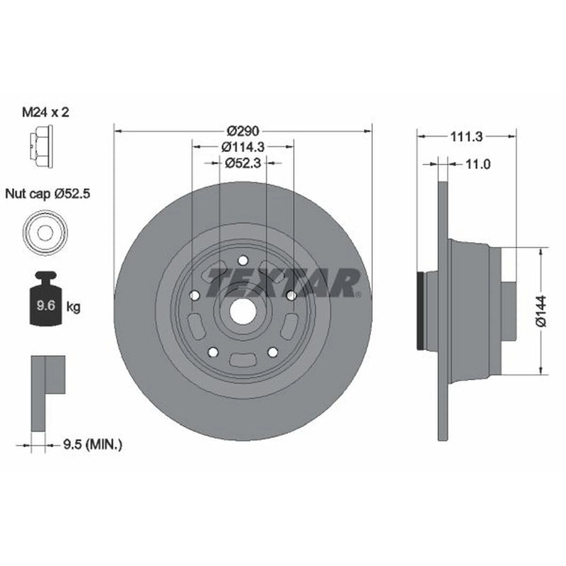 Textar 2 x Solid Rear Brake Discs 92309003-x2