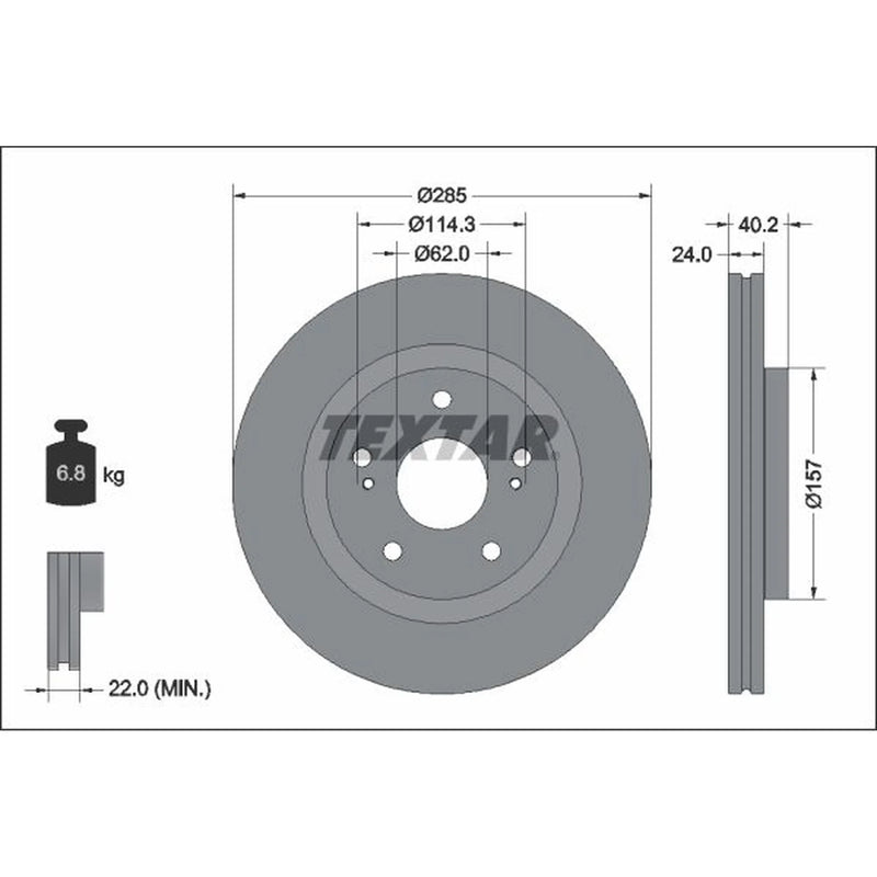 Textar 2 x Vented Front Brake Discs 92337303-x2