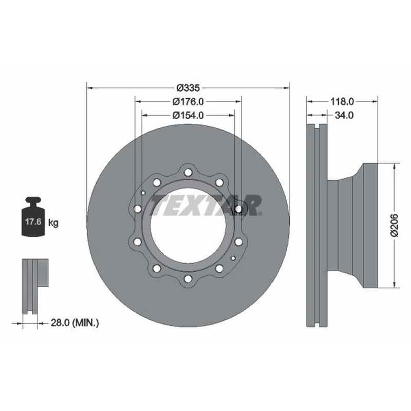 Textar Rear Brake Discs 93143100-x2