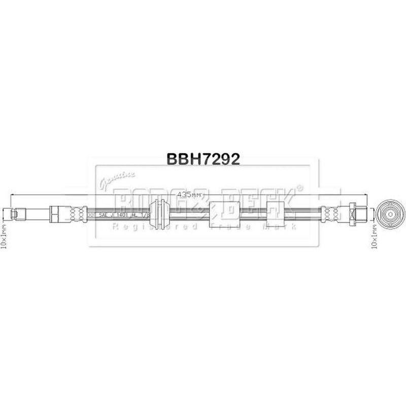 Borg & Beck Brake Hydraulic Hose Line Front Right BBH7292