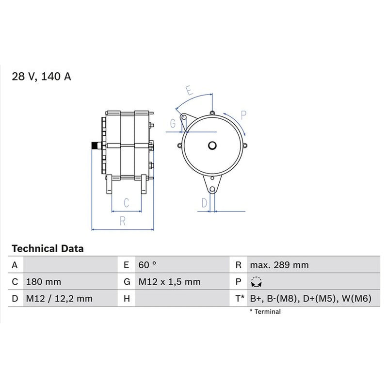Bosch Car Alternator 12V 0 986 038 290