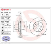 Brembo 2 x Internally Vented Front Brake Discs 09.D227.11-x2