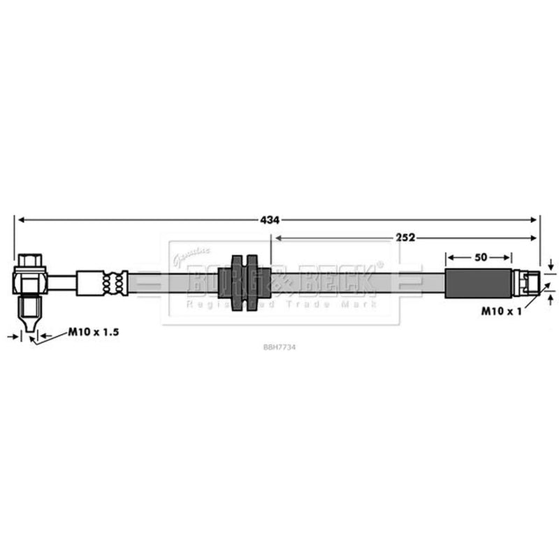 Borg & Beck Brake Hydraulic Hose Line Front Right BBH7734