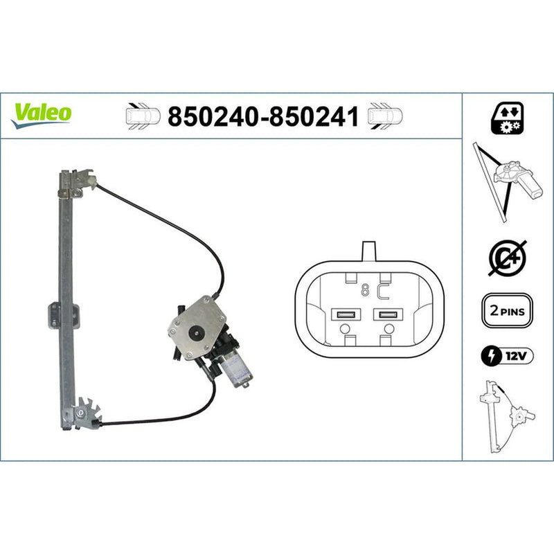 Valeo Electric Window Regulator Lifter Right Rear 850241