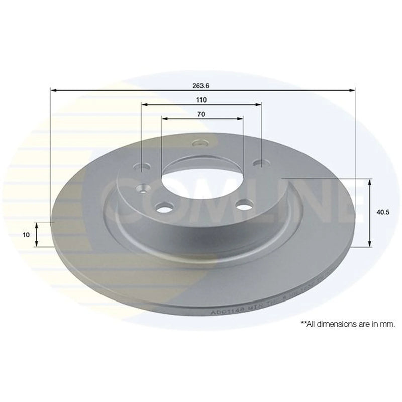 Comline 2 x Solid Rear Brake Discs ADC1148-x2