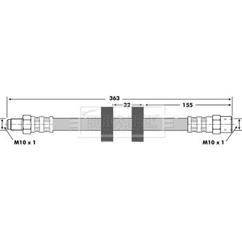 Borg & Beck Brake Hydraulic Hose Line Front Right BBH6870