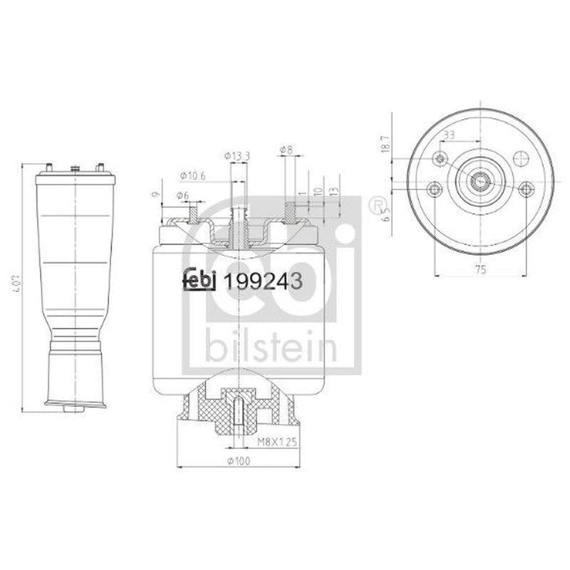 Febi Air Suspension Bellow Rear Right 199243