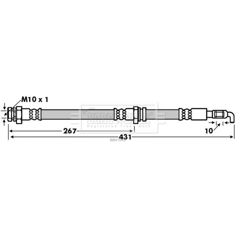 Borg & Beck Brake Hydraulic Hose Line Front Right BBH7640