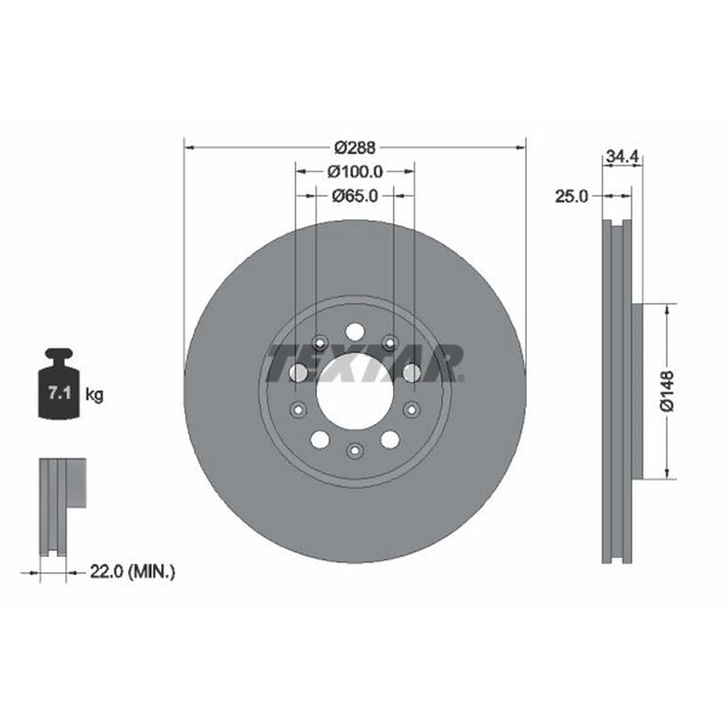 Textar 2 x Front Brake Discs 92106603-x2