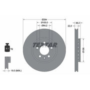Textar 2 x Externally Vented Front Brake Discs 92103400-x2