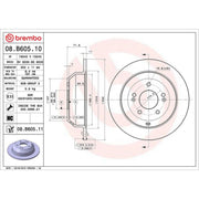 Brembo 2 x Solid Rear Brake Discs 08.B605.11-x2