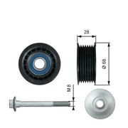 Gates V-Ribbed Belt Deflection/Guide Pulley T36731