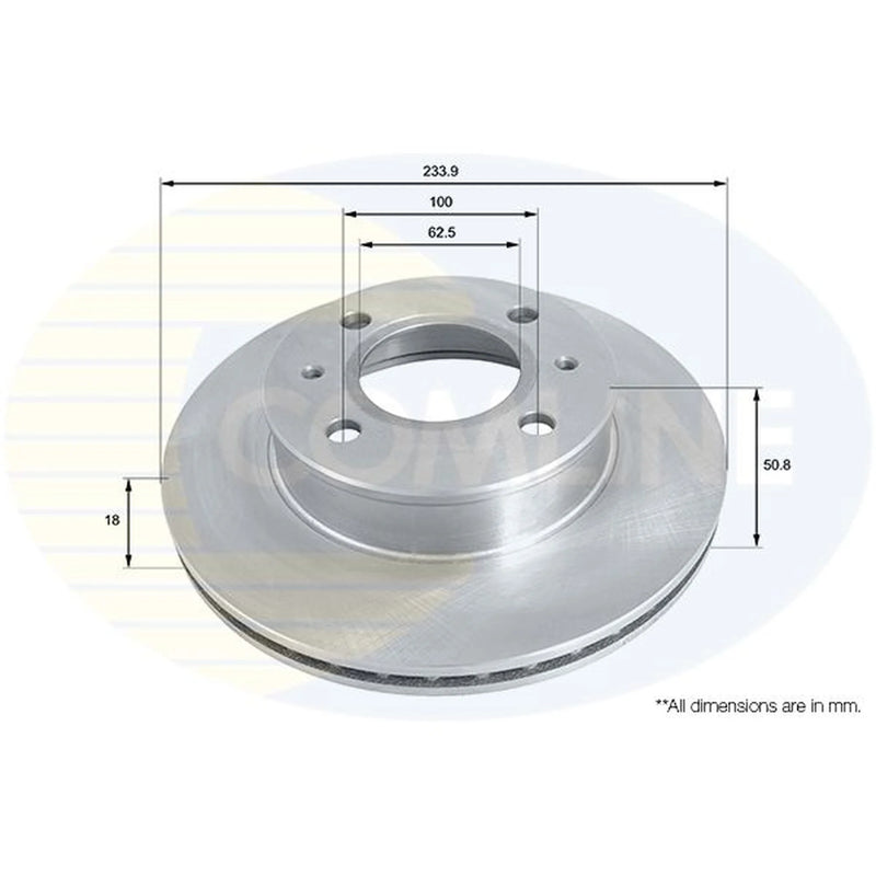 Comline 2 x Vented Front Brake Discs ADC1038V