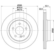 Mintex 2 x Vented Rear Brake Discs MDC2051-x2