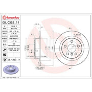 Brembo 2 x Solid Rear Brake Discs 08.C352.11-x2