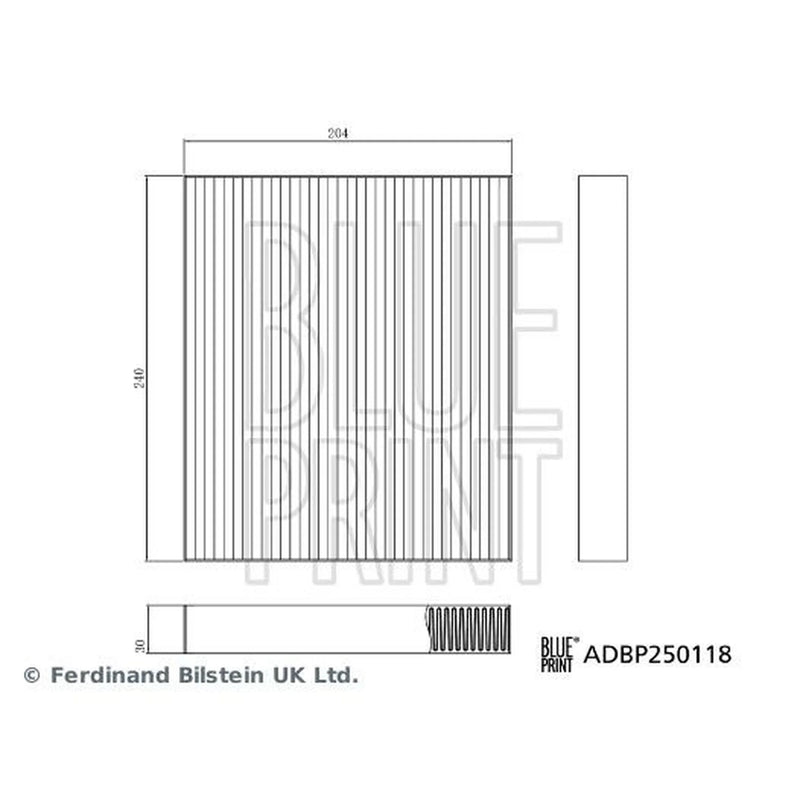 Blue Print Cabin Air Filter (Pollen Filter) ADBP250118