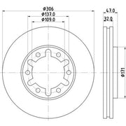 Mintex 2 x Vented Front Brake Discs MDC1509