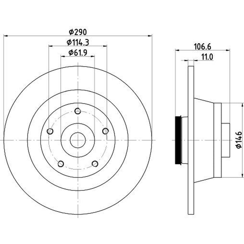 Mintex 2 x Solid Rear Brake Discs MDC2624C-x2