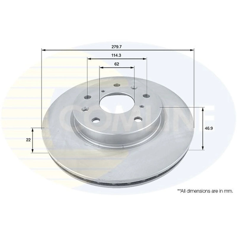 Comline 2 x Vented Front Brake Discs ADC1830V-x2