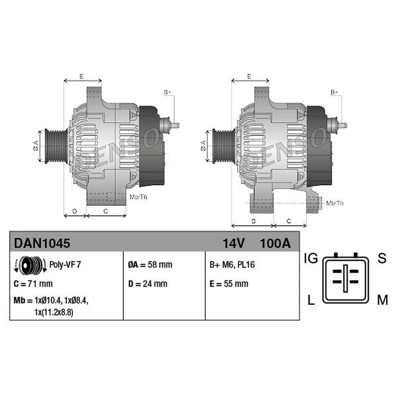 Denso Car Alternator 12V fits Toyota Avensis 2008-2018 2.0