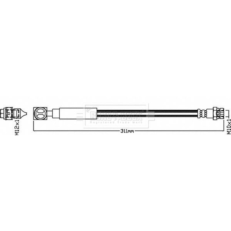 Borg & Beck Brake Hydraulic Hose Line Rear Right BBH8598
