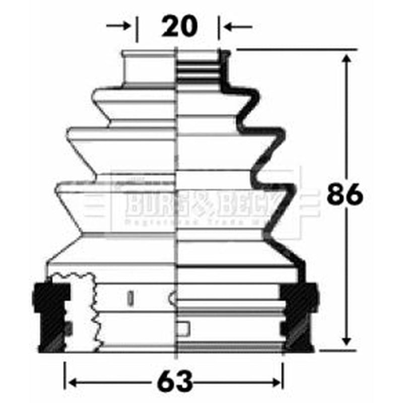 Borg & Beck Drive Shaft Bellow Kit transmission sided BCB2817