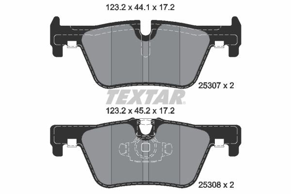 Textar Brake Pad Set Rear 123.2mm x 17.2mm 2530701