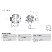 Bosch Car Alternator 12V 0 986 080 140