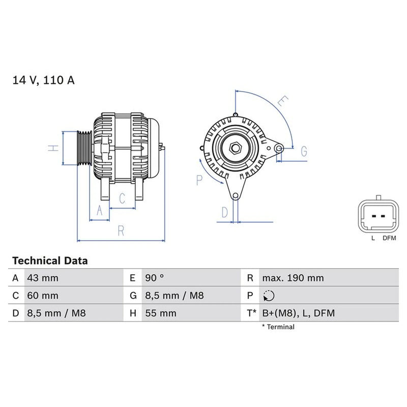 Bosch Car Alternator 12V 0 986 080 140