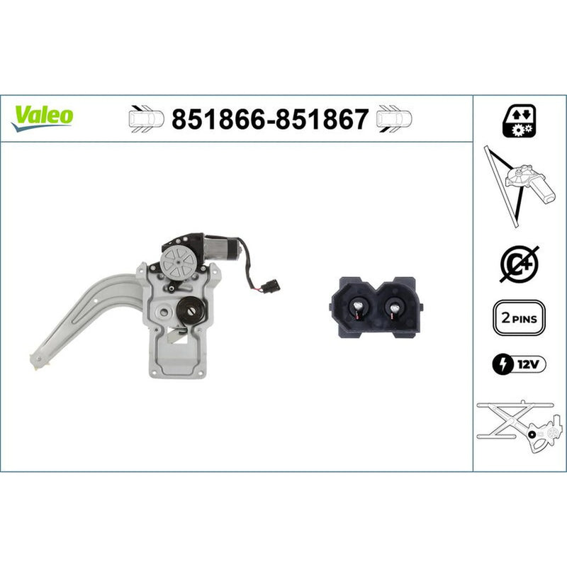 Valeo Electric Window Regulator Lifter Right Rear 851867
