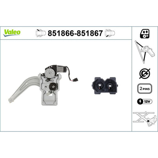 Valeo Electric Window Regulator Lifter Right Rear 851867