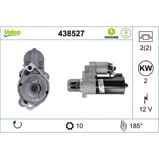 Valeo Starter Motor 12V 2kW 10 Teeth 438527