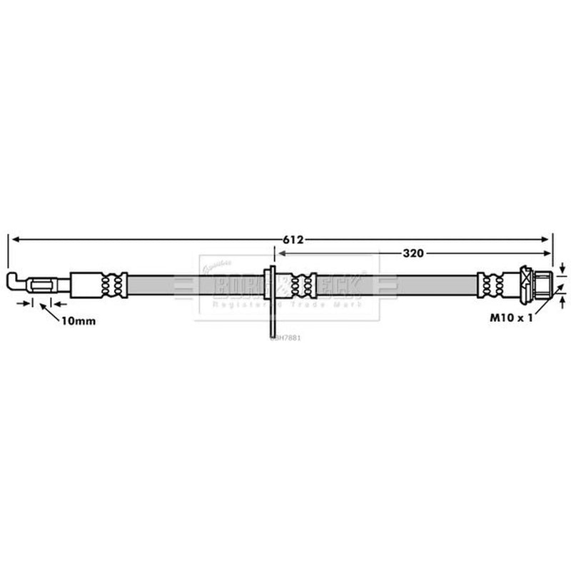 Borg & Beck Brake Hydraulic Hose Line Front BBH7881