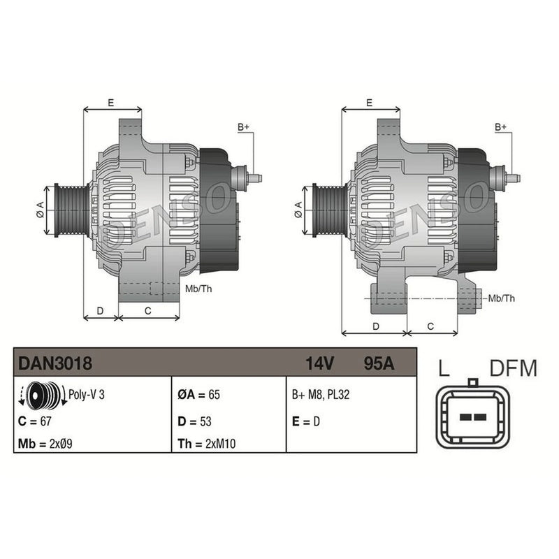 Denso Car Alternator 12V fits Dacia Logan 2006 on 1.2