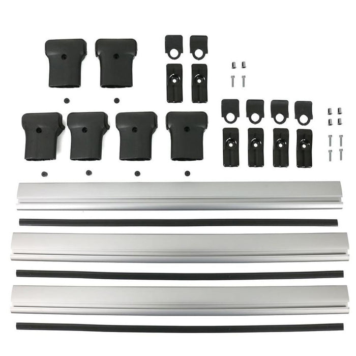 3x Roof Bars Rack Aluminium Silver fits Ford Transit 2014- MK7 - Omtec - Van Life Living