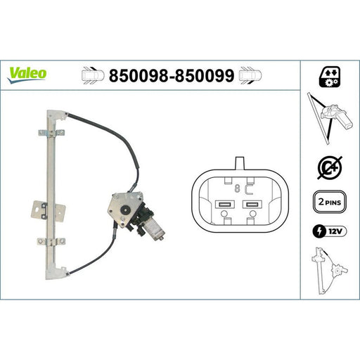 Valeo Electric Window Regulator Lifter Right Front 850099