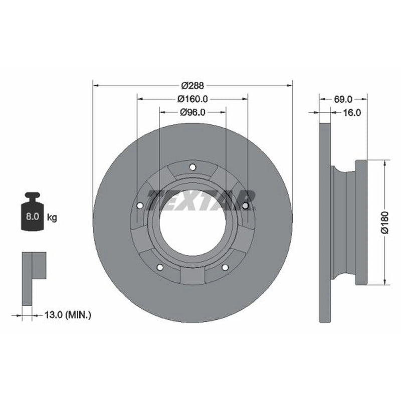 Textar 2 x Rear Brake Discs 92316903-x2