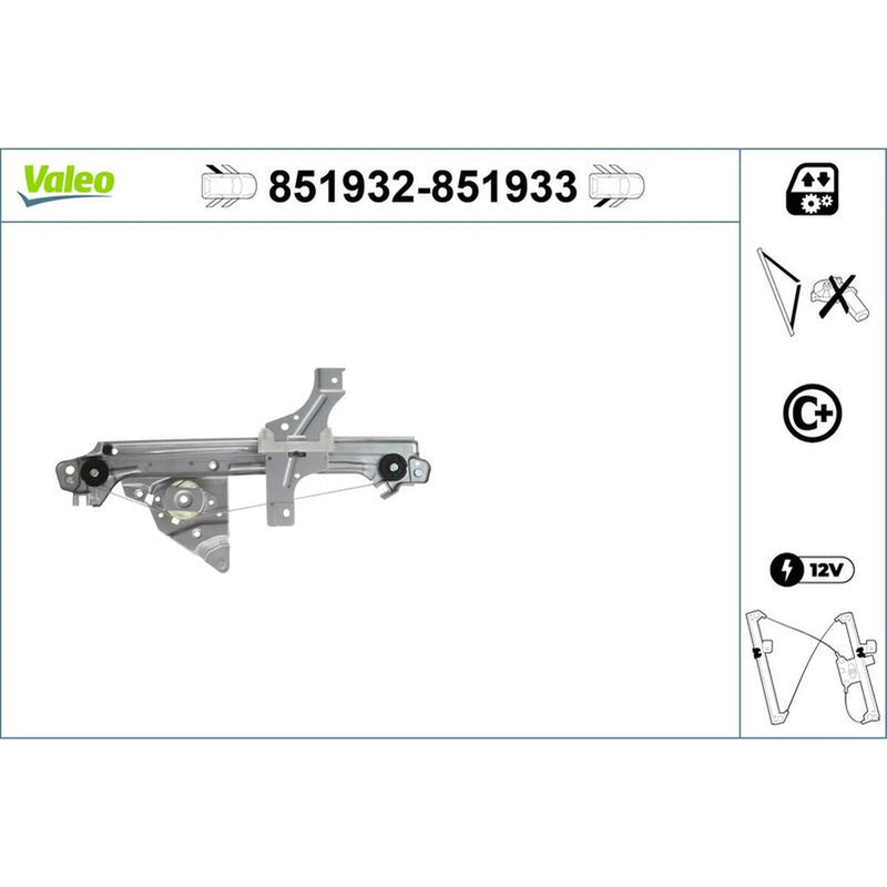 Valeo Electric Window Regulator Lifter Right Rear 851933