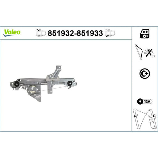 Valeo Electric Window Regulator Lifter Right Rear 851933